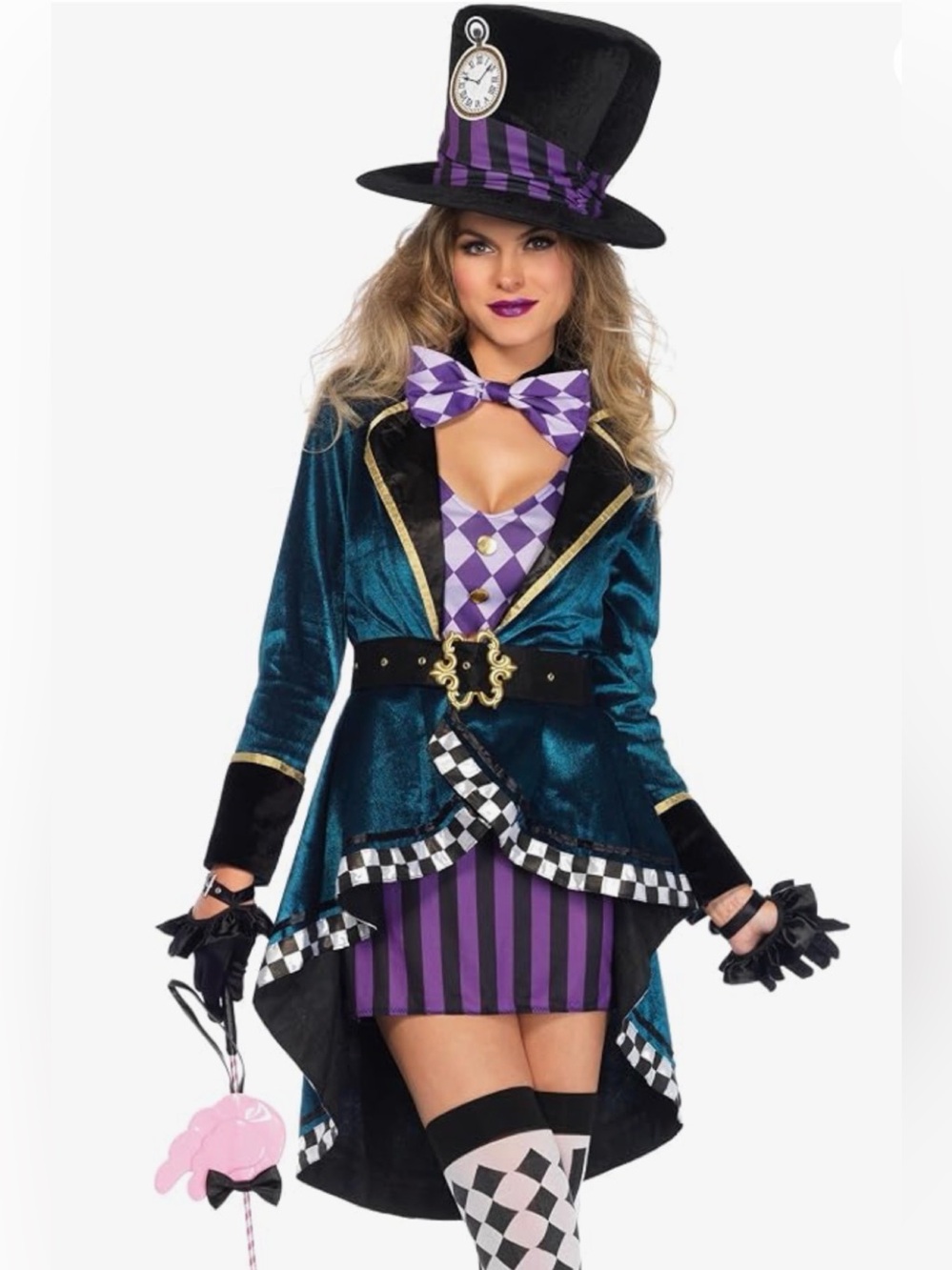 Women's Purple Teal Mad Hatter Costume -includes new never worn wig